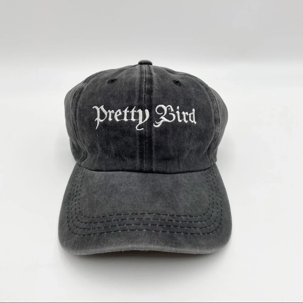 Pretty Bird Grey Stone Washed Cotton Twill Cap - Picture 3 of 13